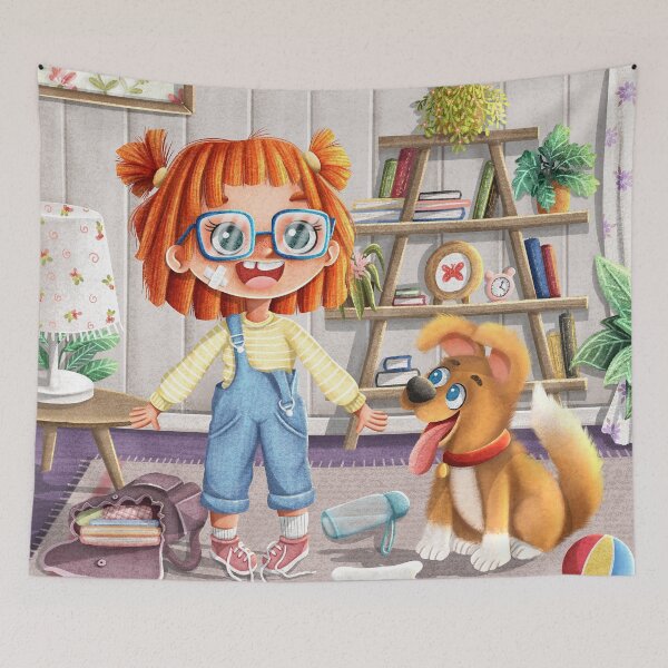 Item preview, Alexie and the Dog | Nerdy | kid and Dog | Messy kid | naughty child | playful and funny designed and sold by Illustratorpooh.