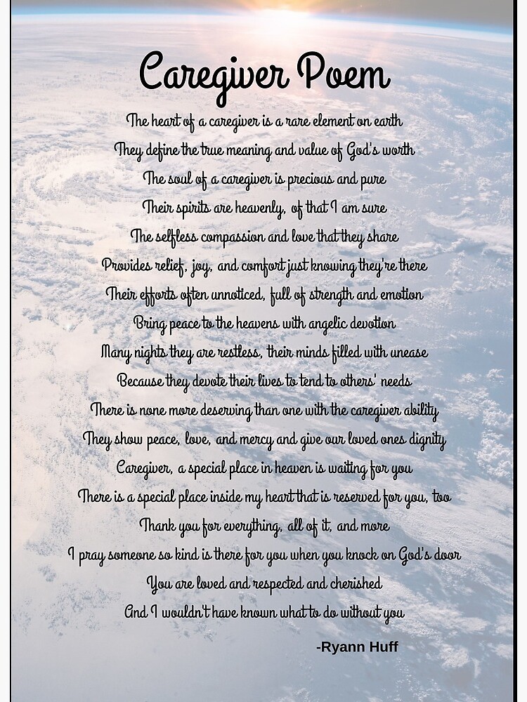 Caregiver Poem by Ryan Huff Art Board Print for Sale by