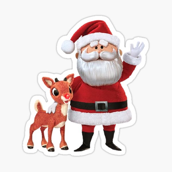 Rudolph The Red-Nosed Reindeer and Santa Clause  Sticker