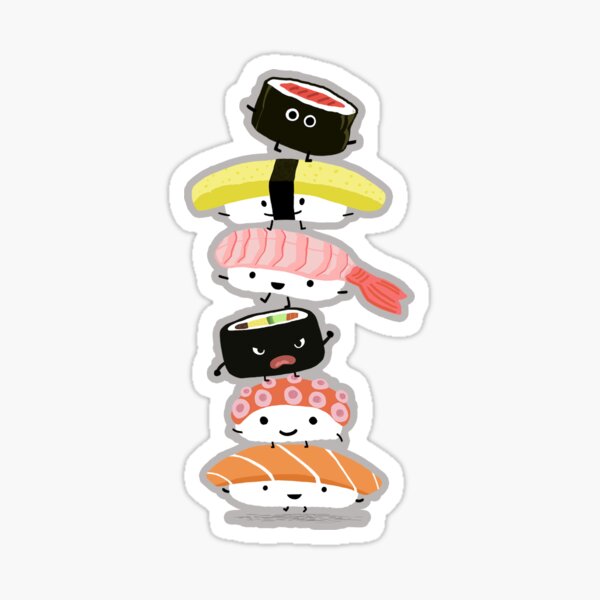 Vinyl Cool Sticker I Love Sushi Funny Comics Cartoon Decals 