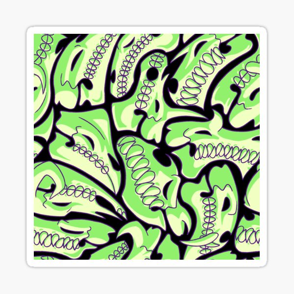 Green Glow Skulls Sticker