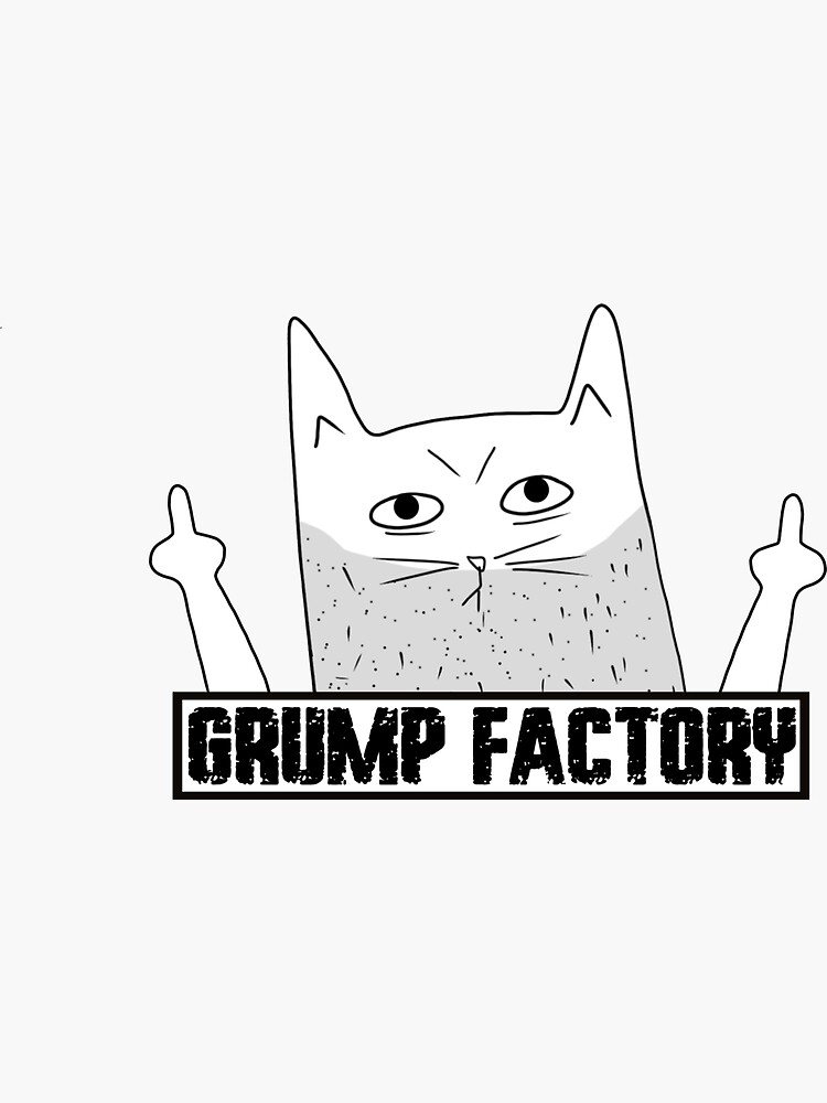 "Grump Factory Logo" Sticker for Sale by AwkwardArtsCo Redbubble