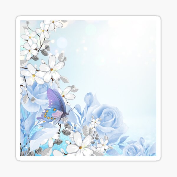 Powder Blue Roses and Butterflies Divine Feminine Design Sticker