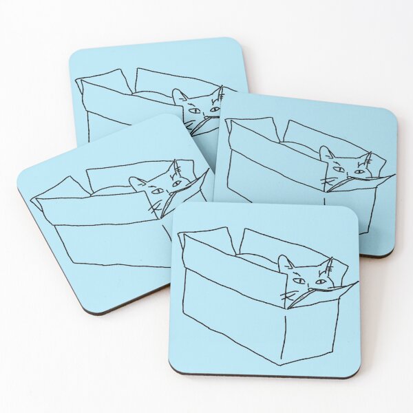 Item preview, Cat in a box line illustration! designed and sold by HFGjewels.