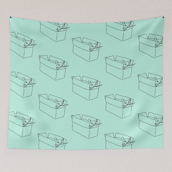 Item preview, Cat in a box line illustration! designed and sold by HFGjewels.