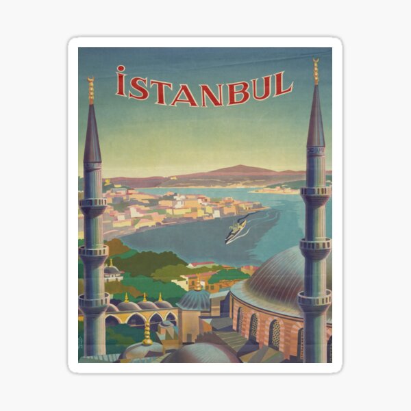 Welcome to Istanbul Turkey River Retro  Travel Art Advertisement Poster Print 