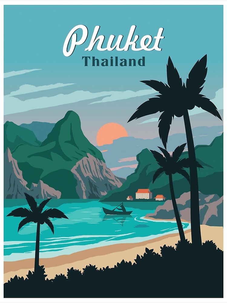 Disover PHUKET THAILAND : Vintage Resort Travel Advertising Print Premium Matte Vertical Poster