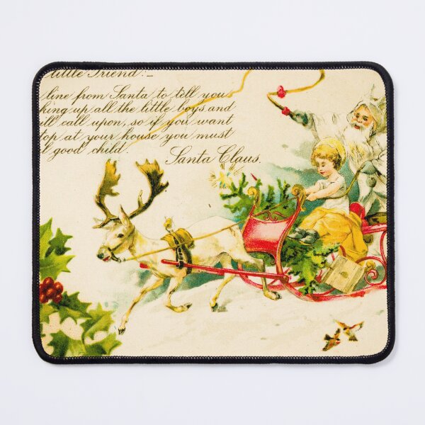 Item preview, Old Vintage Santa Claus And Reindeer On Christmas Sleight With Kid Childhood Nostalgia Greeting Art Decor designed and sold by AesthetesLegacy.