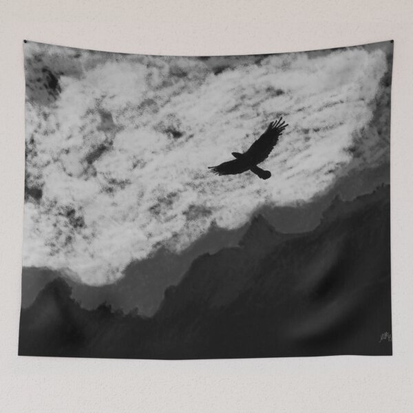 Item preview, Eagle flight at dusk | animal decor black and white designed and sold by NathBros.