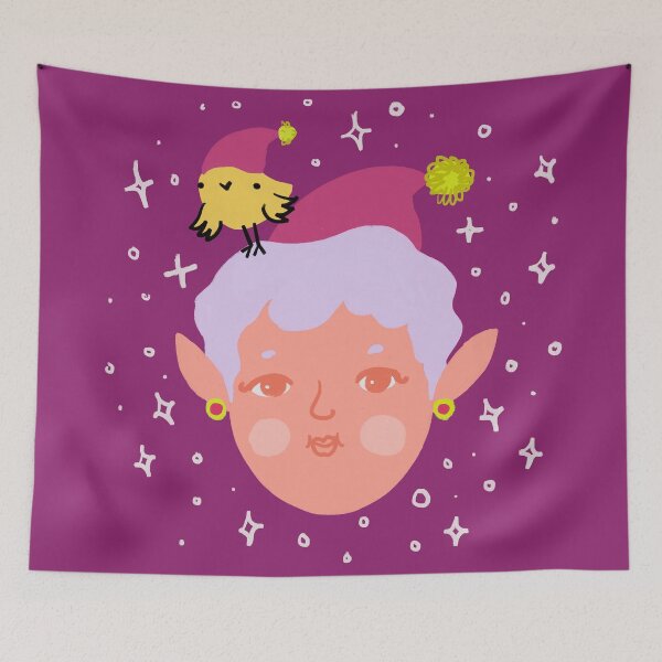 Item preview, Holiday Bird & Elf designed and sold by ChunkyLinesArt.