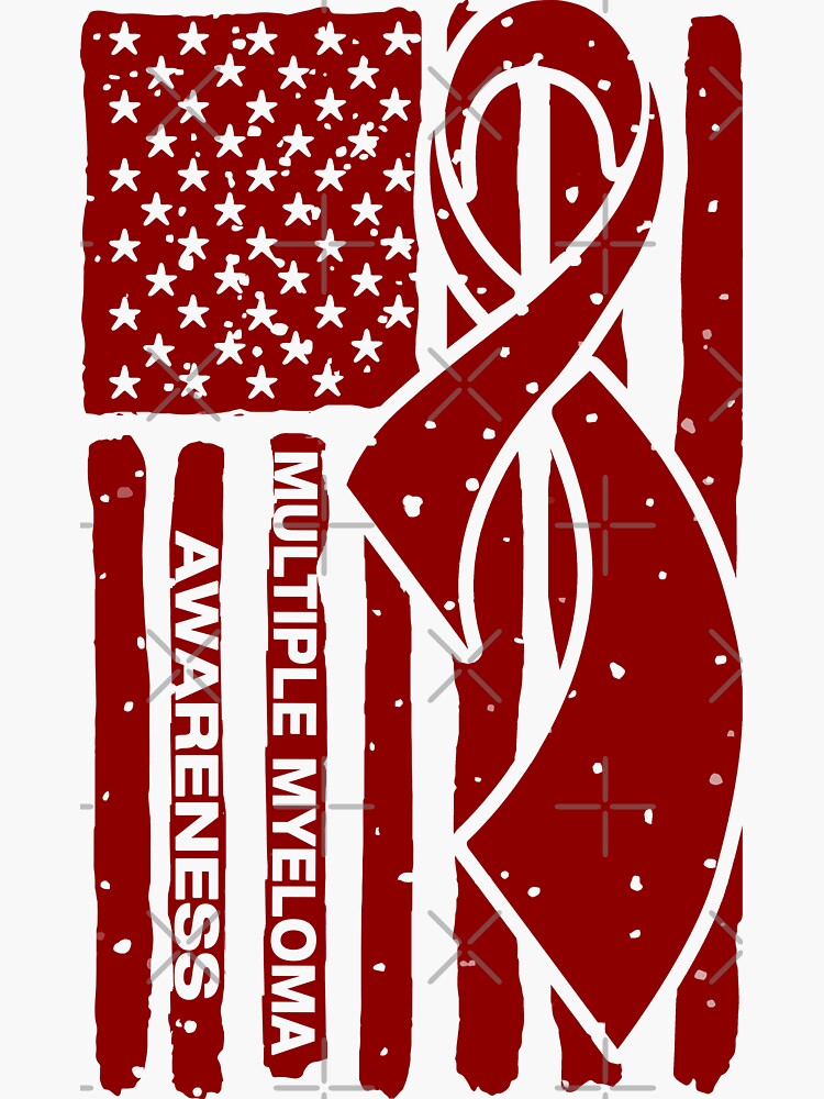 "Multiple Myeloma Awareness Ribbon American Flag" Sticker for Sale by