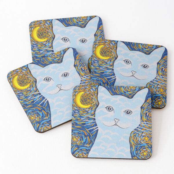 Item preview, Starry Night with Cat romantic, art by Miguel Matos Official designed and sold by MiguelMatosArt.
