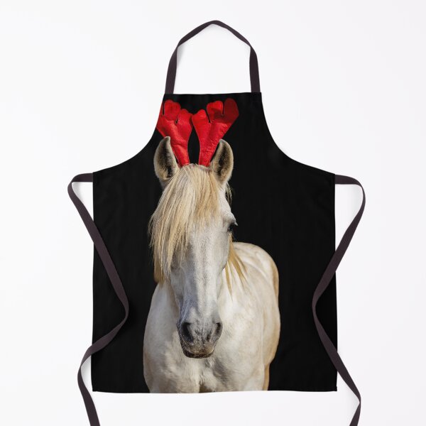 Item preview, Christmas Lusitano horse, black background, cute and funny, red hat. designed and sold by AylaHarbich.