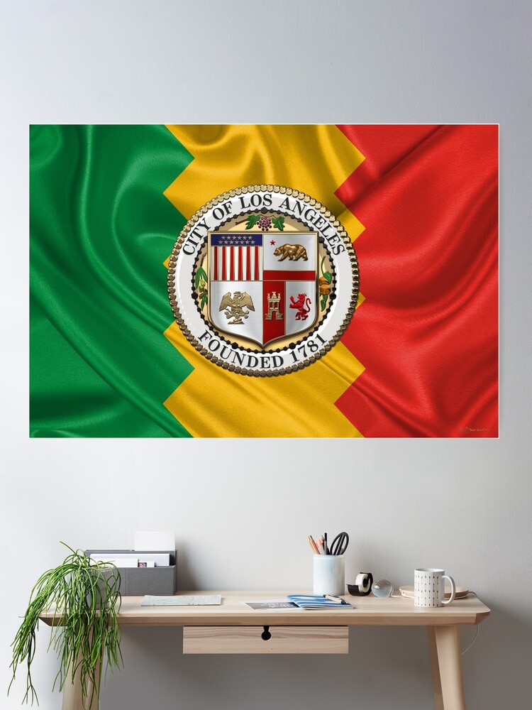 Los Angeles City Seal over Flag of L.A.