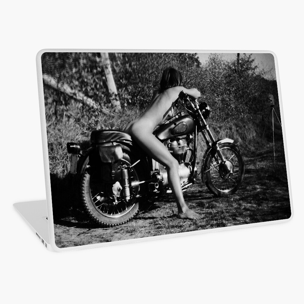 Nude Black and White Woman on Motorcycle Photography