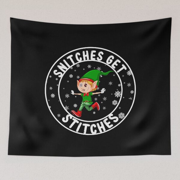 Item preview, Snitches Get Stitches Elf Xmas Funny Snitches Get Stitches Essential T-Shirt designed and sold by sirrab.