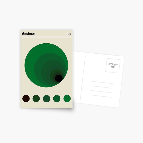 Cartel de la exposición del túnel de colores verdes de la Bauhaus Postal