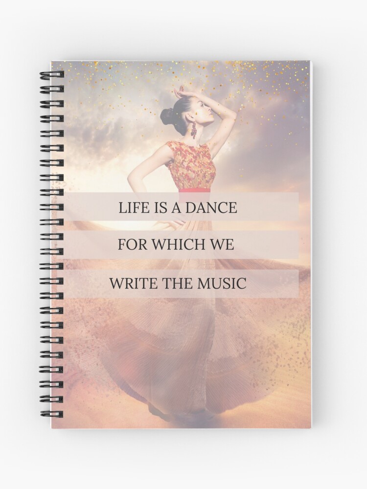 Thumbnail 1 of 3, Spiral Notebook, Life is a Dance for Which We Write the Music Inspirational Quote Soft Pinks designed and sold by Embodied Goddesses.