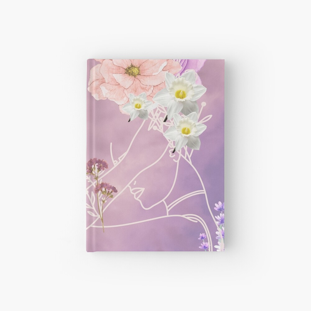 Purple and Pink I Bring Beauty, Joy and Love Embodiment Affirmation with Goddess and Flowers Hardcover Journal