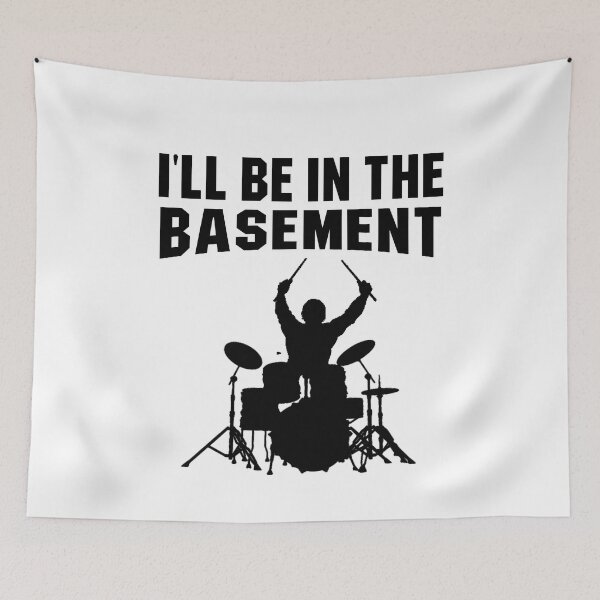 Item preview, I'll be in the basement, Funny Drummer gift  designed and sold by happy gift art.
