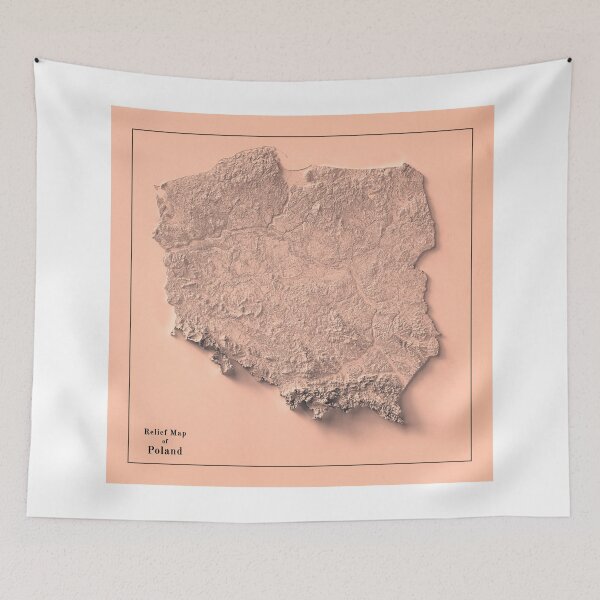 Item preview, Poland Relief Map 3D digitally-rendered designed and sold by ThinkAboutMaps.