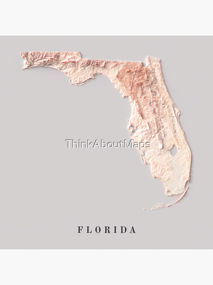 “Florida Relief Map 3D digitally-rendered” Sticker for Sale by