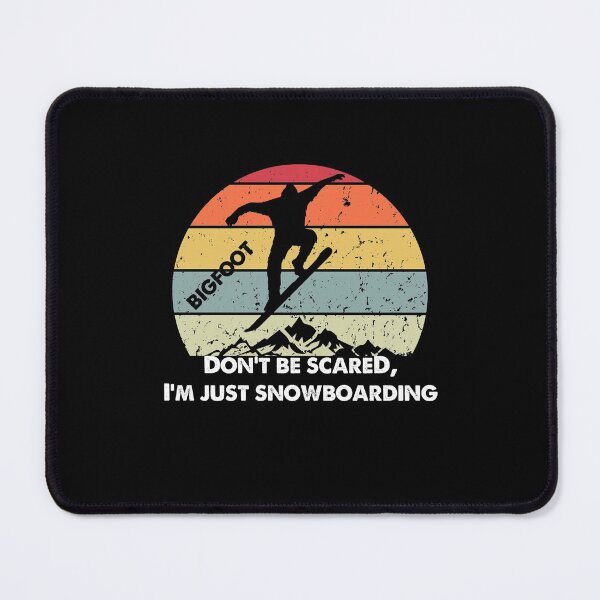 Item preview, Don't Be Scared, I'm Just Snowboarding Shred Yety Bigfoot Funny Bigfoot Retro T-Shirt - Unisex adults large teenagers original 80's Bigfoot snowboard lovers and vintage sunset design designed and sold by Vikingstorm.