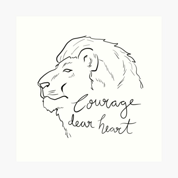 Narnia Aslan Print C S Lewis Art Courage Dear Heart Quote 