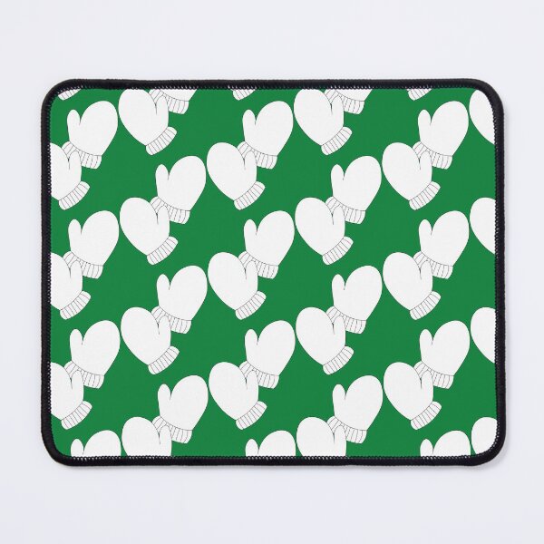 Item preview, Happy Christmas Mittens Pattern, white on green designed and sold by Susan Marie Williams.