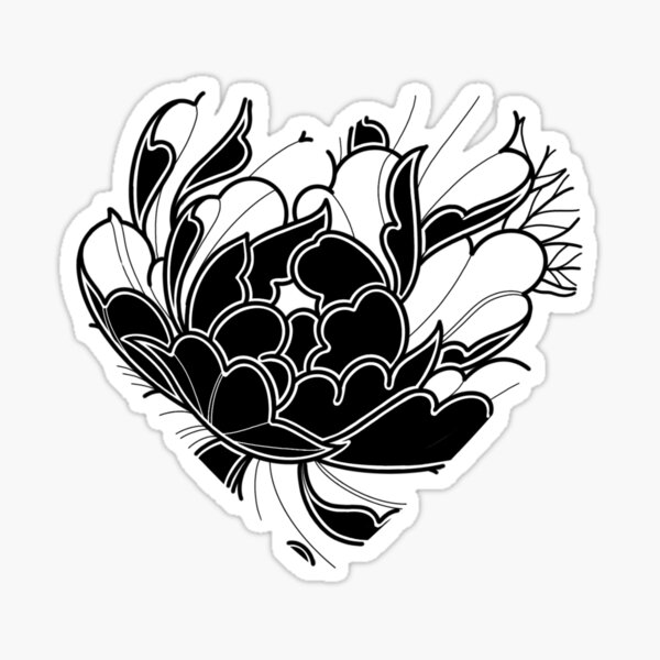 Item preview, Neo traditional flower heart! designed and sold by Lexi Hurst.