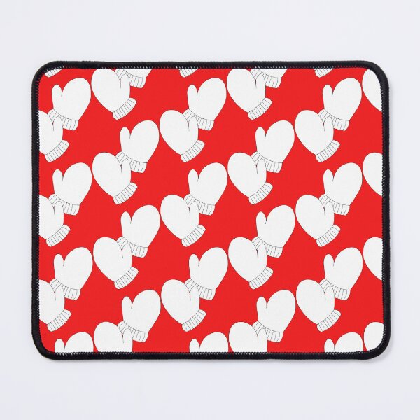 Item preview, Happy Christmas Mittens Pattern, white on red designed and sold by Susan Marie Williams.