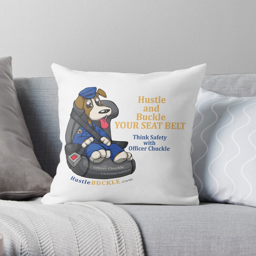 Hustle and Buckle with Officer Chuckle Throw Pillow