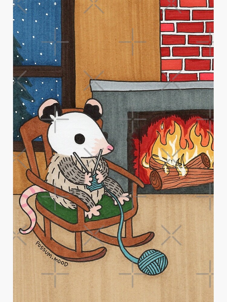 Thumbnail 2 of 2, Greeting Card, Cozy Fireplace designed and sold by possum-mood.