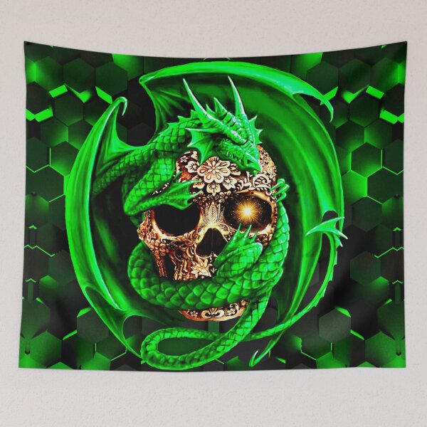 Item preview,  Dragon and Tribal Skull designed and sold by Gothic Fantasy.