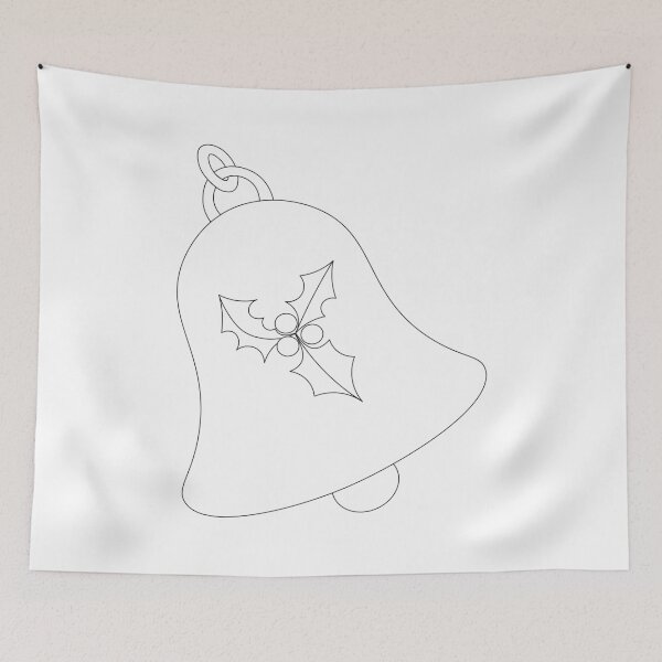 Item preview, COLOUR ME! Happy Christmas Bell, black and white, colouring page style, colour your own Christmas card, sticker, t-shirt, bag, art print, notebook cover! Great gift for kids! designed and sold by Susan Marie Williams.