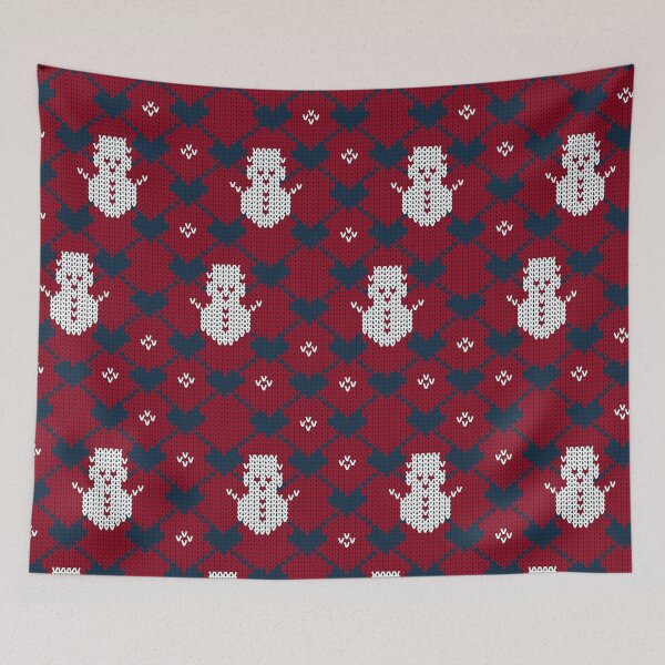 Aperçu de l'œuvre Pull de Noël laid en tricot de bonhommes de neige drôles rouge blanc créée et vendue par Jaydee001.
