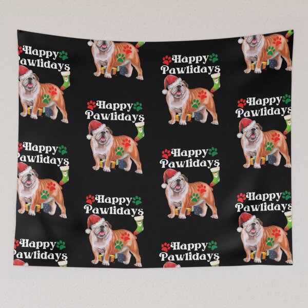 Item preview, Cute Happy Pawlidays English Bulldog designed and sold by Wheeler-Styl3.