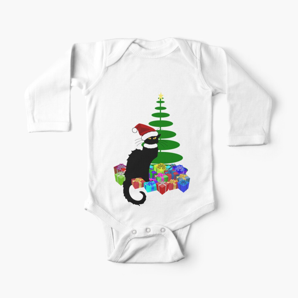 Body Para Bebe Navidad Le Chat Noir Con Gorro De Papa Noel De Gravityx9 Redbubble