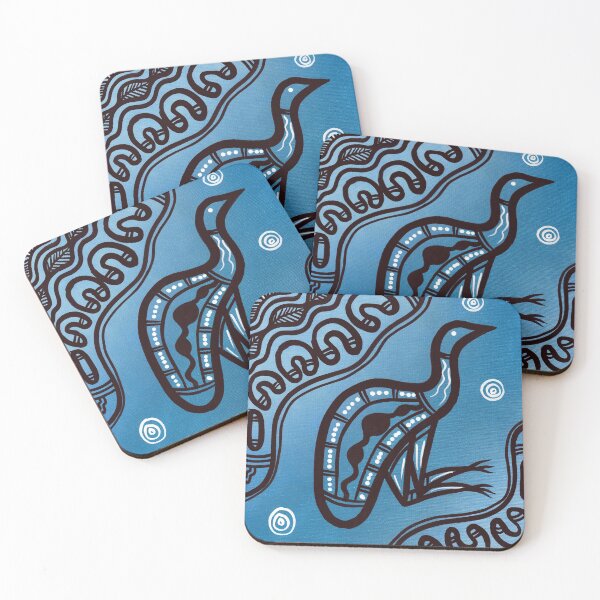 Item preview, Authentic Aboriginal Art - Emu (Blue) designed and sold by HogarthArts.