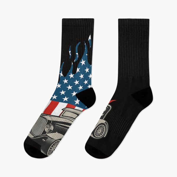 Item preview, American Flag Vintage Hot Rodder Veteran Memorial Day July 4 T-Shirt designed and sold by JohnMccrain.
