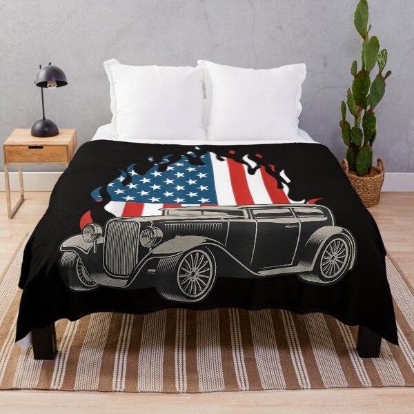 Item preview, American Flag Vintage Hot Rodder Veteran Memorial Day July 4 T-Shirt designed and sold by JohnMccrain.