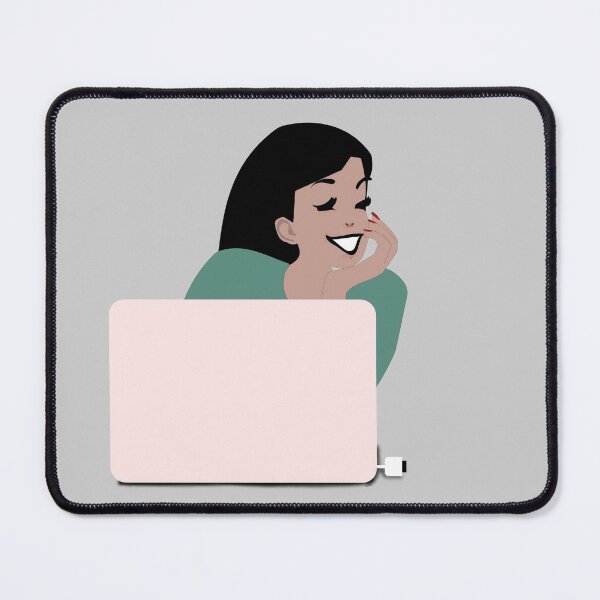 Artikelvorschau, Online arbeiten (Glückliches Mädchen mit Laptop) entworfen und verkauft von MindCereal.