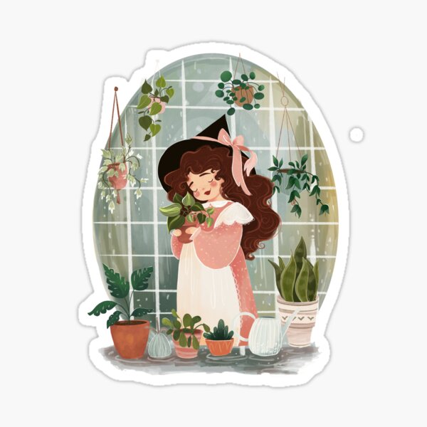 Plant Witch Illustration  Sticker