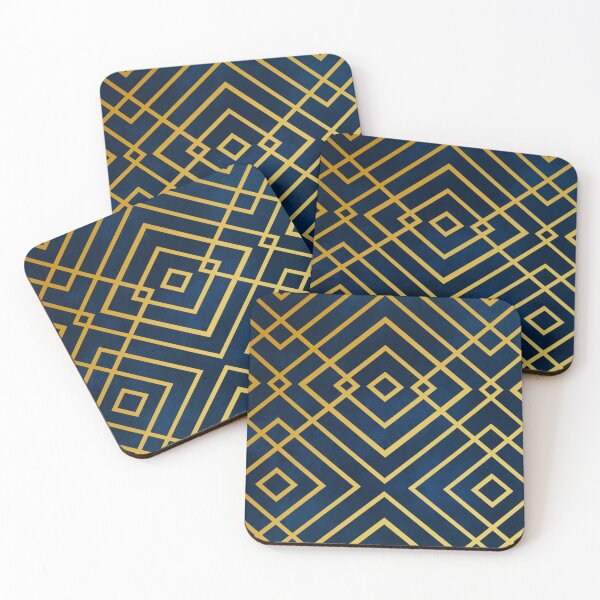 Item preview, Metallic gold with faded blue background art deco pattern designed and sold by MLD112.