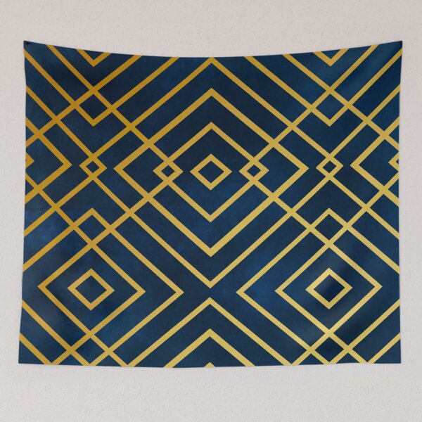 Item preview, Metallic gold with faded blue background art deco pattern designed and sold by MLD112.