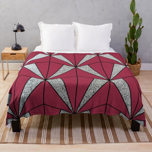 Item preview, Silver metallic art deco pattern with reddish pink background designed and sold by MLD112.