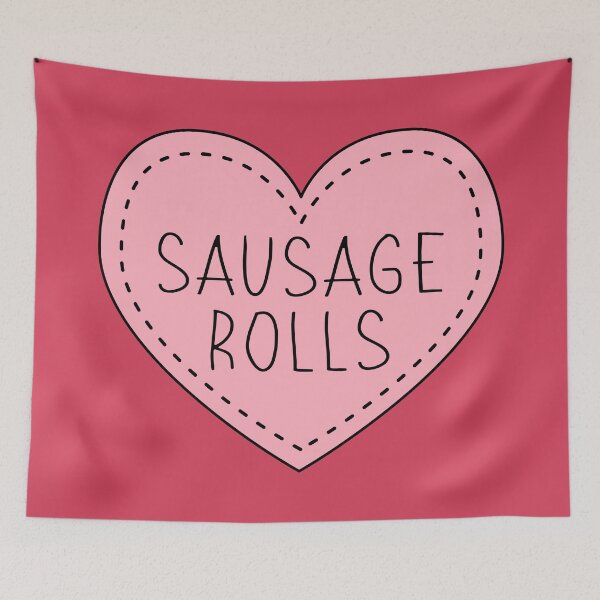 Item preview, Sausage Rolls Cute Pink Heart Stitches designed and sold by cashewdays.