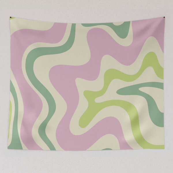 Item preview, Retro Liquid Swirl Abstract Pattern in Soft Pastel Lavender Pink Lime Green Cream designed and sold by kierkegaard.