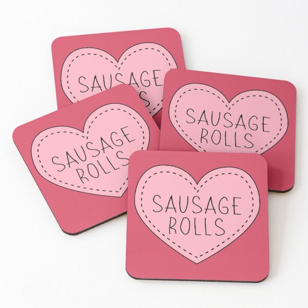 Item preview, Sausage Rolls Cute Pink Heart Stitches designed and sold by cashewdays.