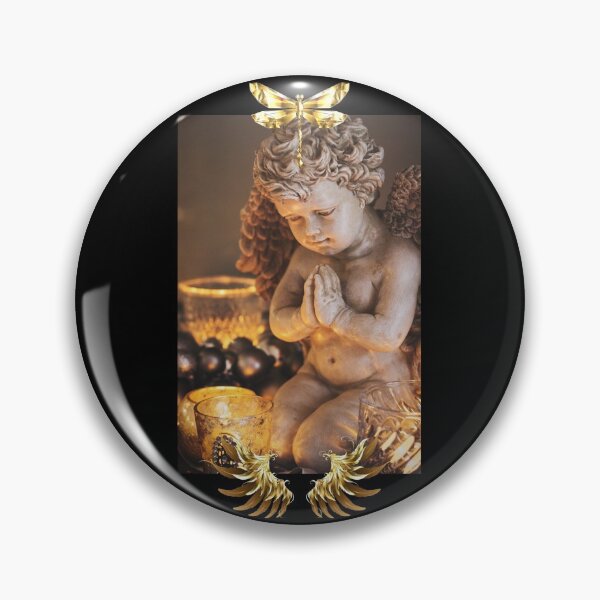 Item preview, Sweet Angel With Gold Wings & Dragonfly Design designed and sold by EarthArtDesigns.